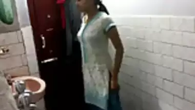 Indian girl in bathroom