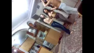 Indian topless girls having fun in ladies hostel