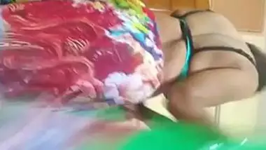 Desi home alone hot wife making saree strip video for hubby