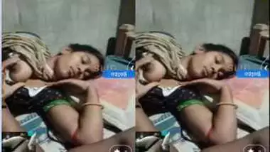 Guy reveals Desi girlfriend's tits to film porn video where he touches them