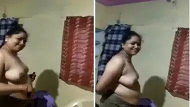 Desi man catches his fat wife with big XXX tits dressing for work