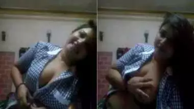 Desi lady unbuttons her sexy blouse to show big XXX boobs to lover