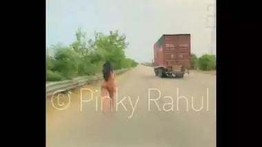 Pinky Naked dare on Indian Highways