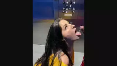 Hot NRI Babe Sucking Dick in Lift Until Cum