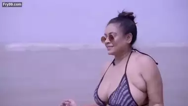 Nila in Hot Bikini Running on Beach and Jiggling Boobs