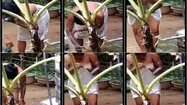 Lankan wife outdoor bath captured secretly on cam