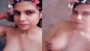 Rich desi girl nude bath under shower in bathroom